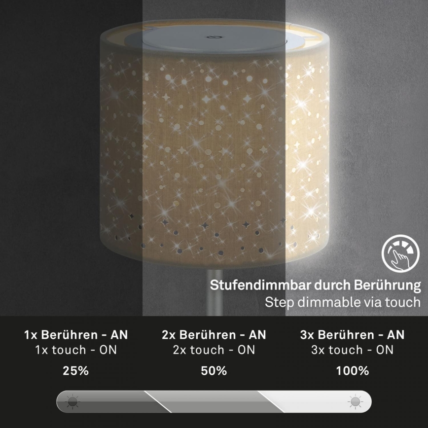 Brilo - LED Dimming rechargeable Εξωτερικού χώρου Επιτραπέζιο φωτιστικό LOLE LED/3W/5V IP44 ασημί/μπεζ