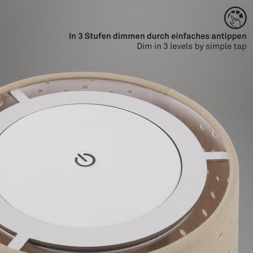 Brilo - LED Dimming rechargeable Εξωτερικού χώρου Επιτραπέζιο φωτιστικό LOLE LED/3W/5V IP44 ασημί/μπεζ