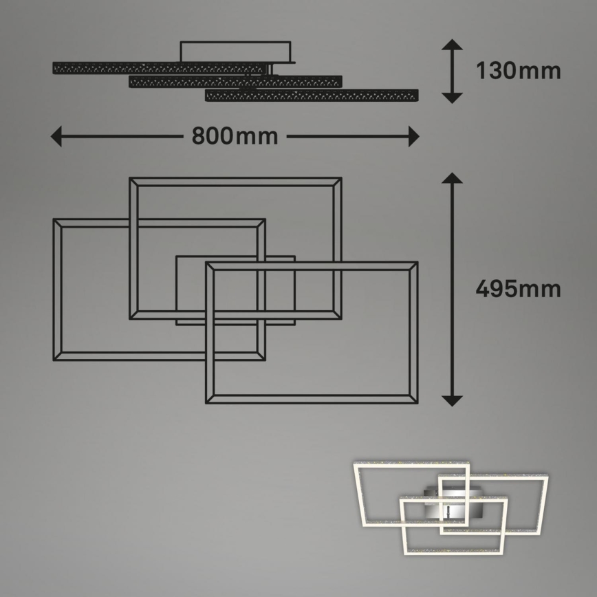 Brilo - LED Dimmable φωτιστικό οροφής FRAME LED/57W/230V 3000K ματ χρώμιο