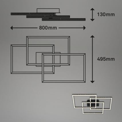 Brilo - LED Dimmable φωτιστικό οροφής FRAME LED/57W/230V 3000K μαύρο