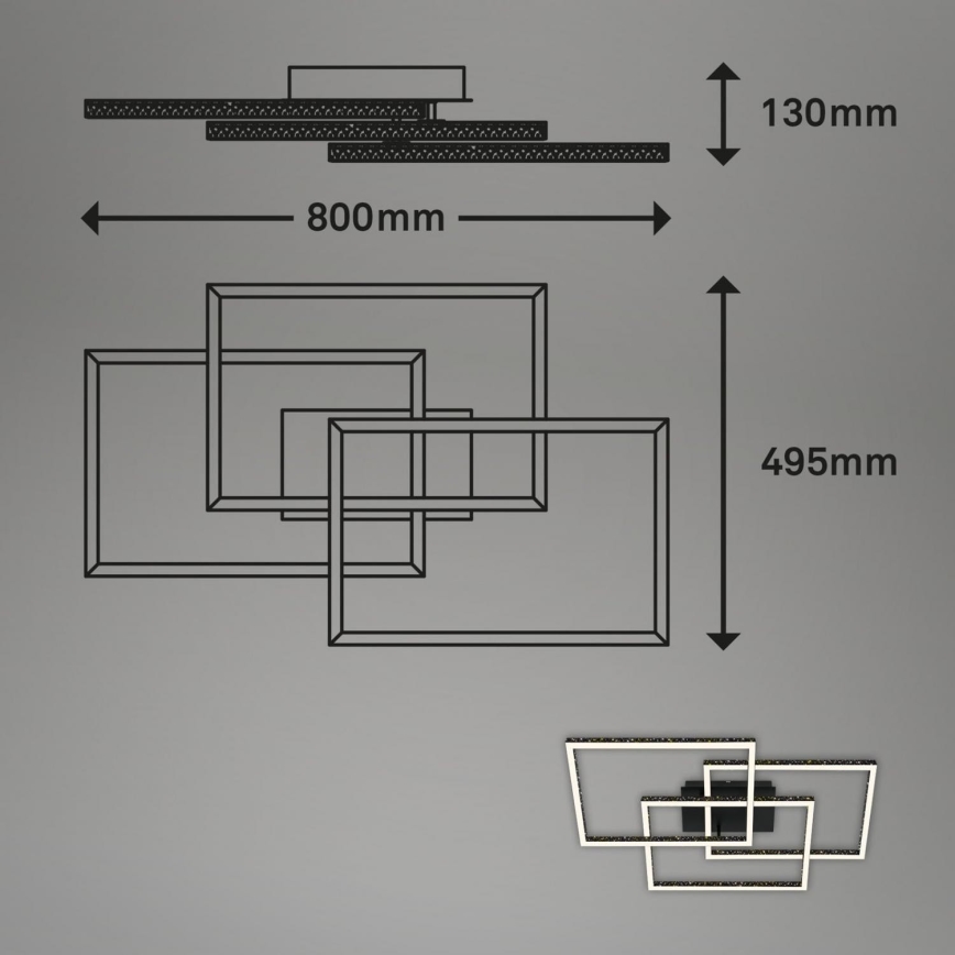 Brilo - LED Dimmable φωτιστικό οροφής FRAME LED/57W/230V 3000K μαύρο