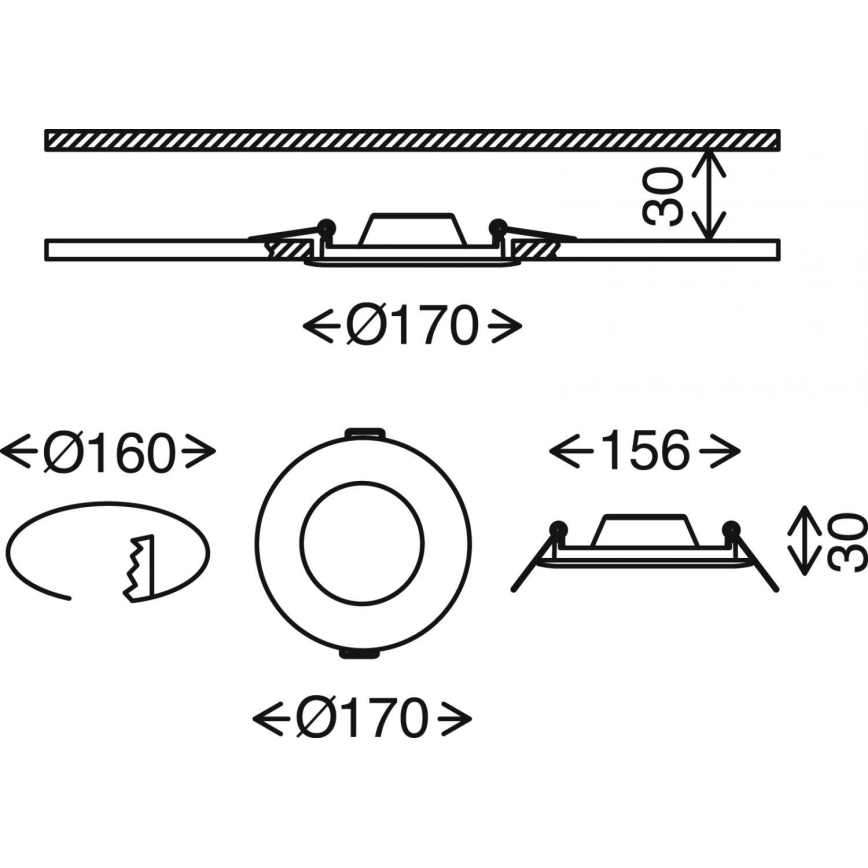 Brilo - LED Dimmable χωνευτό φωτιστικό μπάνιου FLAT LED/12W/230V IP44