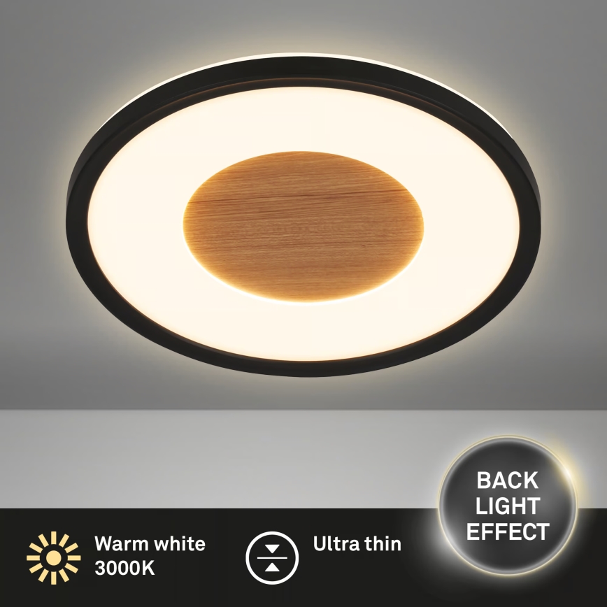 Brilo - LED φωτιστικό οροφής SUFIT WOOD LED/18W/230V 3000K Ø 29 εκ.
