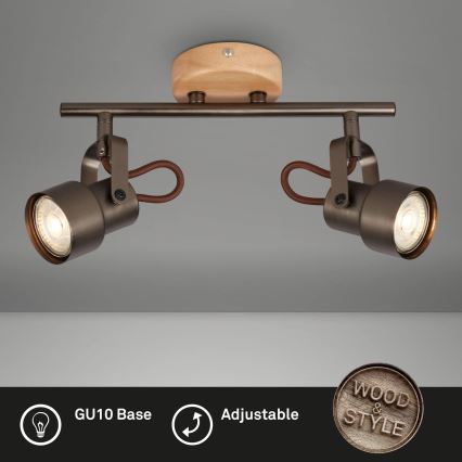 Brilo - LED σποτ φωτιστικό TAHUN 2xGU10/5W/230V καφέ