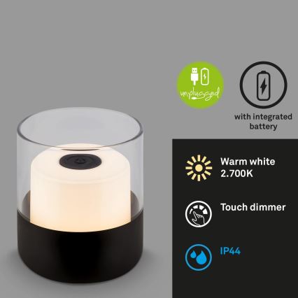 Brilo - LED Ρυθμιζόμενη εξωτερική επαναφορτιζόμενη επιτραπέζια λάμπα LILET LED/2W/5V IP44