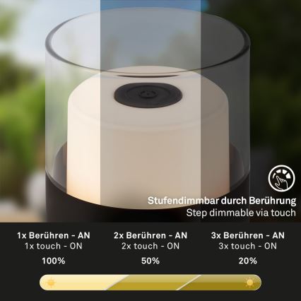 Brilo - LED Ρυθμιζόμενη εξωτερική επαναφορτιζόμενη επιτραπέζια λάμπα LILET LED/2W/5V IP44