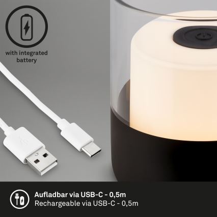 Brilo - LED Ρυθμιζόμενη εξωτερική επαναφορτιζόμενη επιτραπέζια λάμπα LILET LED/2W/5V IP44