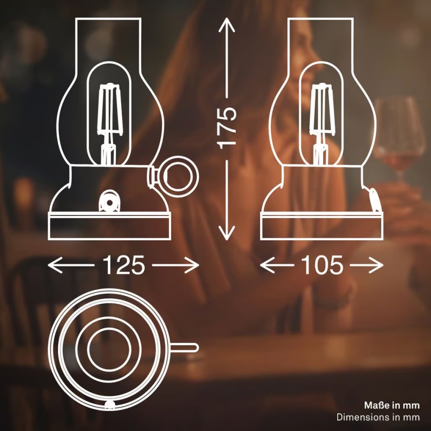 Brilo - Ρυθμιζόμενη υπαίθρια επαναφορτιζόμενη επιτραπέζια λάμπα KANEA LED/1,5W/5V IP44 1200 mAh ανθρακί