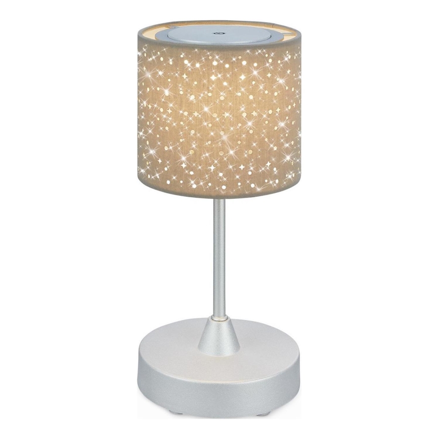 Brilo - LED Ρυθμιζόμενος Φορτιζόμενος Εξωτερικός Επιτραπέζιος Φωτιστικό LOLE LED/3W/5V 2000mAh IP44 ασημί/μπεζ