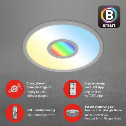 Brilo - LED RGB dimmable φωτιστικό οροφής CENTRO LED/24W/230V 2700-6500K Wi-Fi Tuya + τηλεχειριστήριο