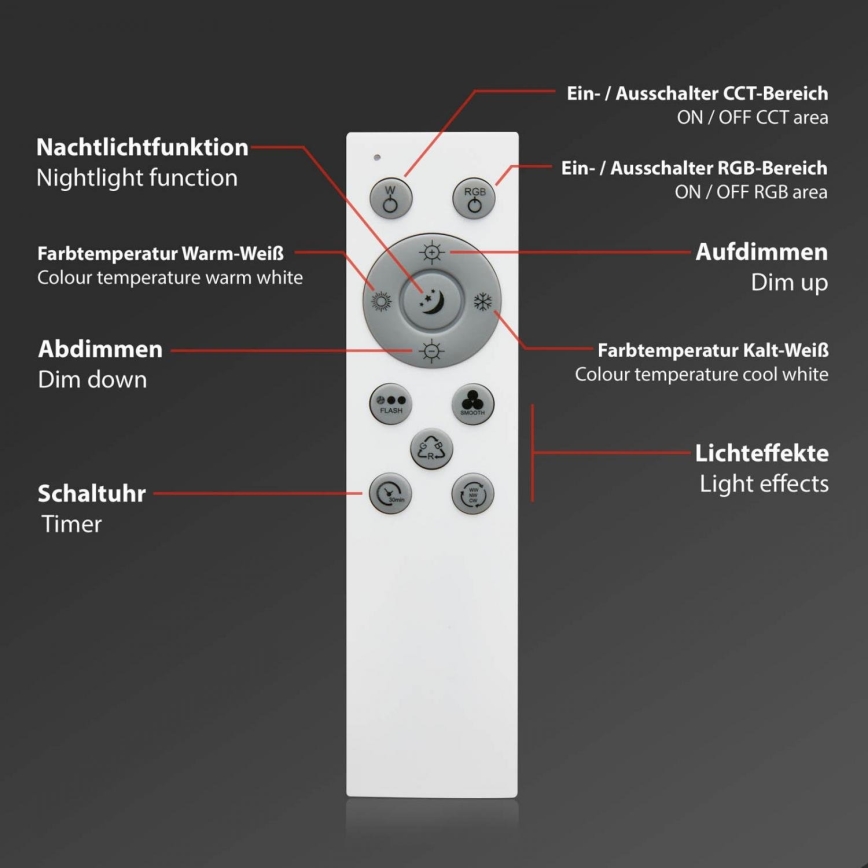 Brilo - LED RGB dimmable φωτιστικό οροφής CENTRO LED/24W/230V 2700-6500K Wi-Fi Tuya + τηλεχειριστήριο