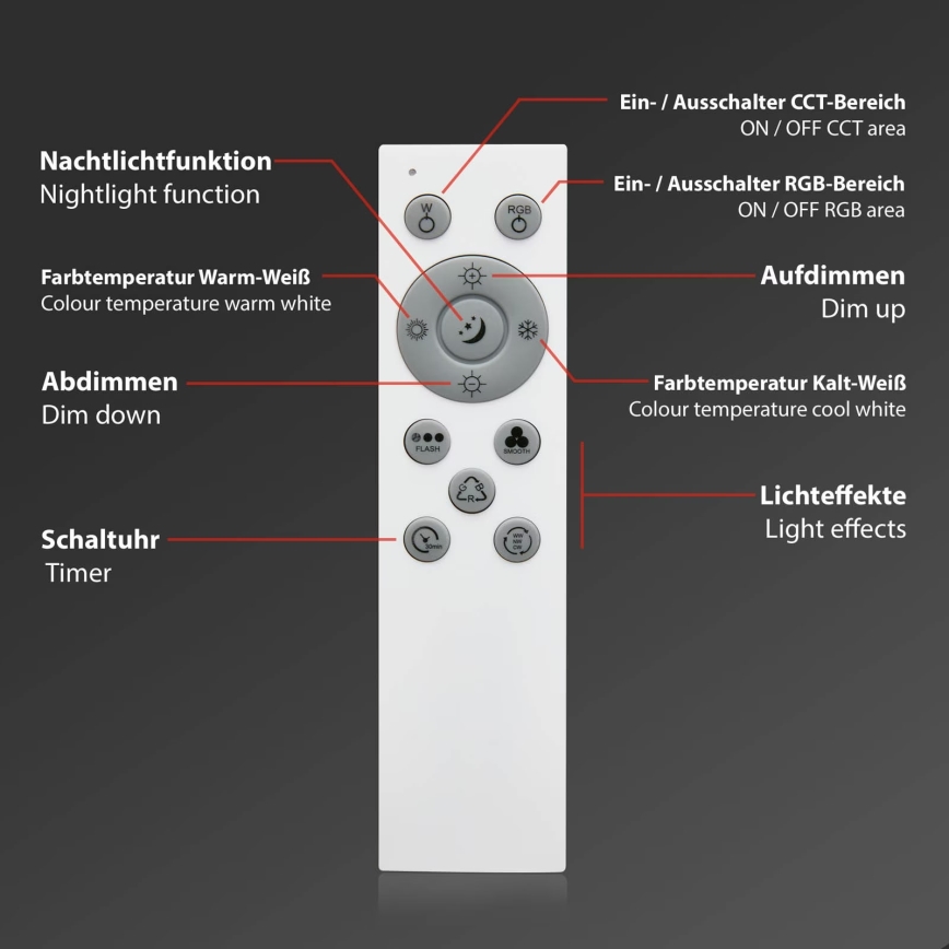 Brilo - LED RGB dimmable φωτιστικό οροφής CENTRO LED/24W/230V 2700-6500K Wi-Fi Tuya + τηλεχειριστήριο