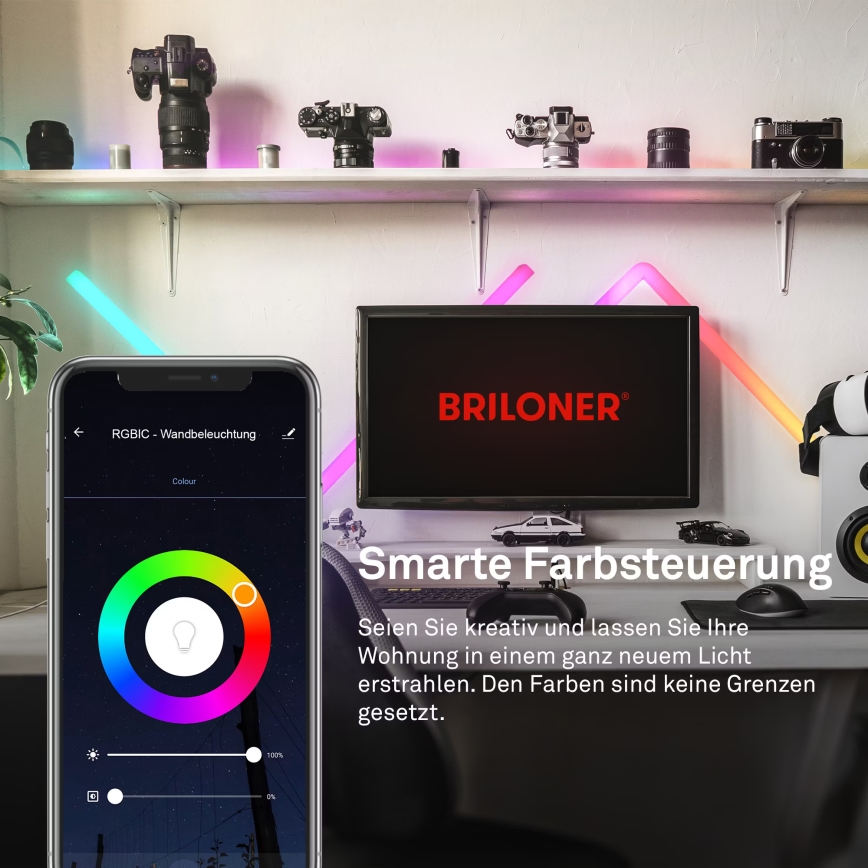 Brilo - Ρυθμιζόμενη φωτεινή λωρίδα LED RGBIC Smart LED/24W/230V Wi-Fi Tuya