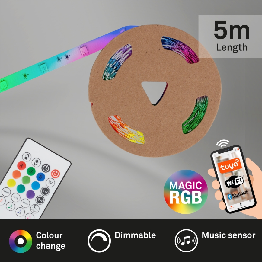 Brilo - Ρυθμιζόμενη λωρίδα LED RGBW MUSIC 6,65μ LED/18W/230V Wi-Fi Tuya + τηλεχειριστήριο