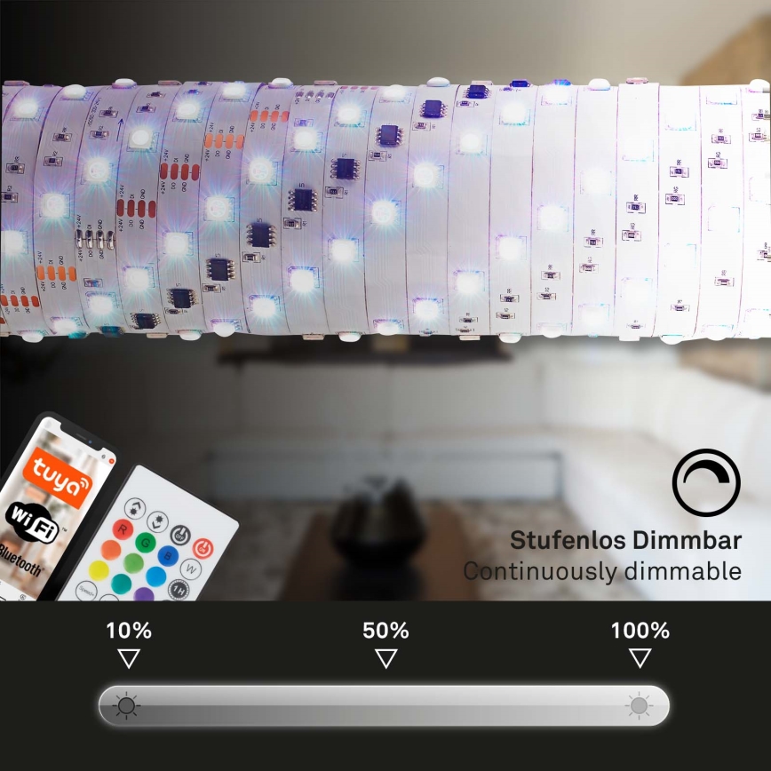 Brilo - Ρυθμιζόμενη λωρίδα LED RGBW MUSIC 6,65μ LED/18W/230V Wi-Fi Tuya + τηλεχειριστήριο