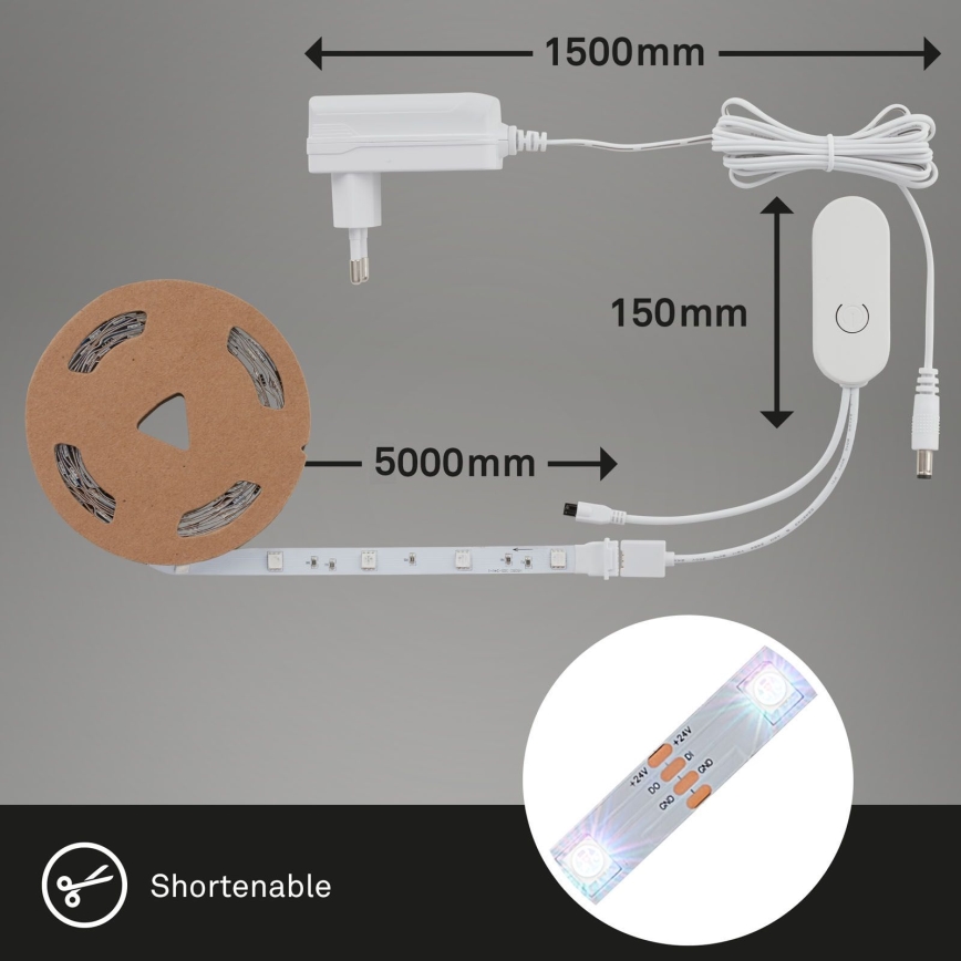 Brilo - Ρυθμιζόμενη λωρίδα LED RGBW MUSIC 6,65μ LED/18W/230V Wi-Fi Tuya + τηλεχειριστήριο
