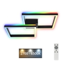 Brilo - LED RGBW  Πλαφονιέρα οροφής ντιμαριζόμενη FRAME 2xLED/17W/230V 2700-6500K + τηλεχειριστήριο