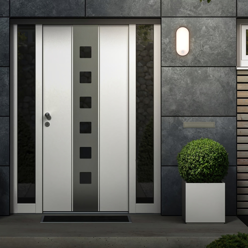 Brilo - Επιτοίχιο εξωτερικό φωτιστικό LED με αισθητήρα κίνησης και λυκόφωτος RUCH LED/12W/230V IP65 μαύρο