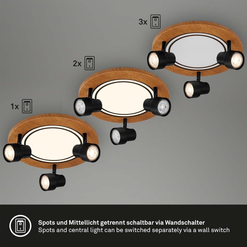 Brilo - LED Οροφιαίο φωτιστικό LED/12W/230V + 3xGU10/9W 3000K