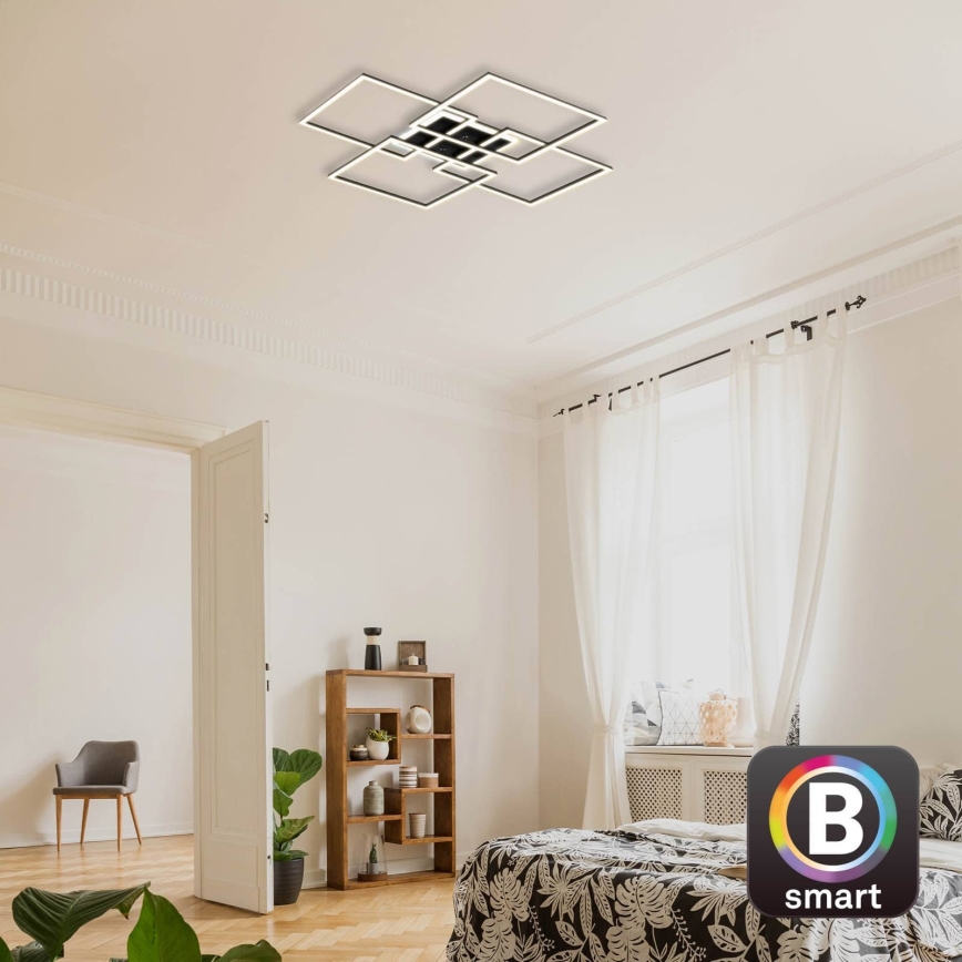 Brilo - LED Ρυθμιζόμενο φωτιστικό οροφής FRAME LED/50W/230V 2700-6500K 72,4x72,4cm μαύρο Wi-Fi Tuya + τηλεχειριστήριο