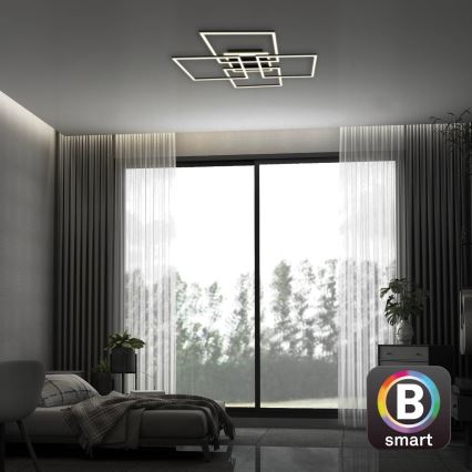 Brilo - LED Ρυθμιζόμενο φωτιστικό οροφής FRAME LED/50W/230V 2700-6500K 72,4x72,4cm μαύρο Wi-Fi Tuya + τηλεχειριστήριο