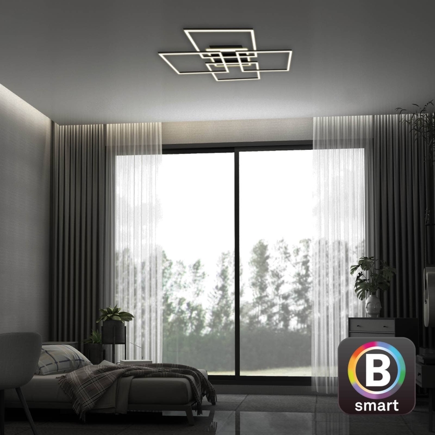 Brilo - LED Ρυθμιζόμενο φωτιστικό οροφής FRAME LED/50W/230V 2700-6500K 72,4x72,4cm μαύρο Wi-Fi Tuya + τηλεχειριστήριο