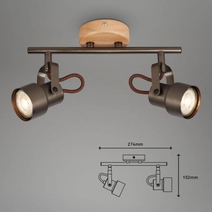 Brilo - LED σποτ φωτιστικό TAHUN 2xGU10/5W/230V καφέ