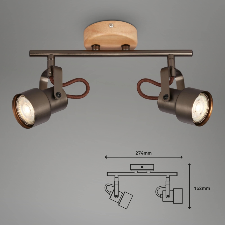 Brilo - LED σποτ φωτιστικό TAHUN 2xGU10/5W/230V καφέ