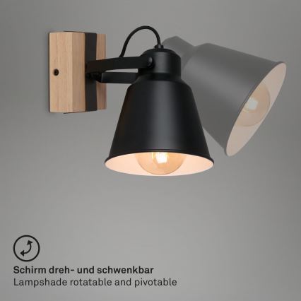 Brilo - Σποτ τοίχου TALLE  1xE27/40W/230V Καουτσουκόδεντρο