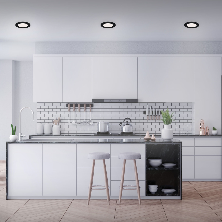 Brilo - Σετ 3 τεμαχίων χωνευτό LED φωτιστικό οροφής για μπάνιο FLAT LED/6W/230V IP44 μαύρο