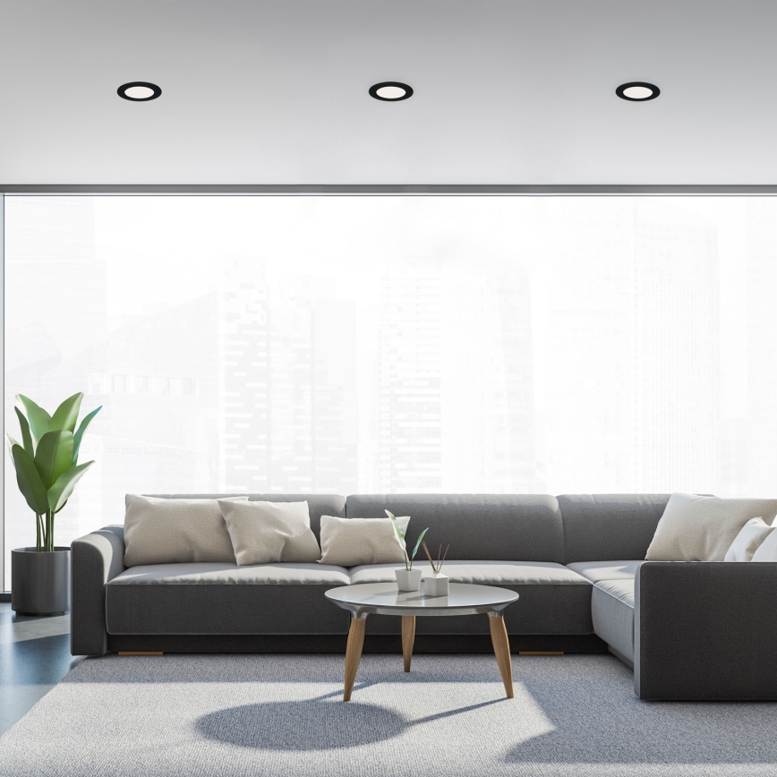 Brilo - Σετ 3 τεμαχίων χωνευτό LED φωτιστικό οροφής για μπάνιο FLAT LED/6W/230V IP44 μαύρο