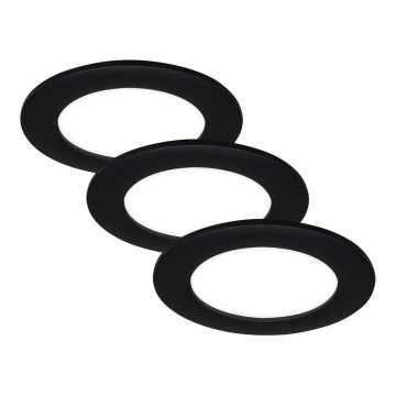 Brilo - Σετ 3 τεμαχίων χωνευτό LED φωτιστικό οροφής για μπάνιο FLAT LED/6W/230V IP44 μαύρο