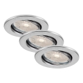 Brilo - Σετ 3x χωνευτά LED φωτιστικά μπάνιου, ρυθμιζόμενα (DIMM) LED/5,5W/230V 3000K IP23 ματ χρώμιο