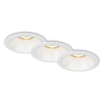 Brilo - ΣΕΤ 3x Χωνευτό φωτιστικό μπάνιου 1xGU10/9W/230V IP23 λευκό
