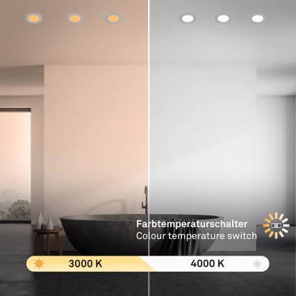 Brilo - ΣΕΤ 3x Χωνευτό Φωτιστικό μπάνιου LED LED/4W/230V IP44 3000/4000K ασημί