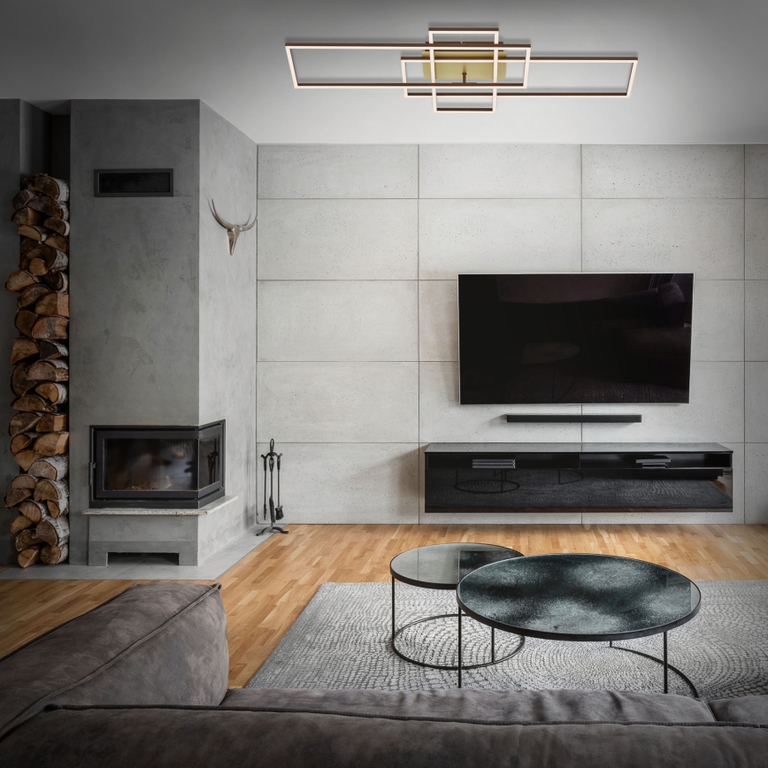 Brilo - Πλαφονιέρα οροφής LED ντιμαριζόμενη FRAME LED/51W/230V 2700-5000K καφέ/χρυσαφί + τηλεχειριστήριο