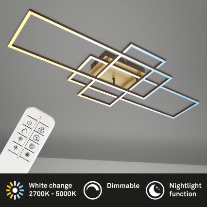 Brilo - Πλαφονιέρα οροφής LED ντιμαριζόμενη FRAME LED/51W/230V 2700-5000K καφέ/χρυσαφί + τηλεχειριστήριο