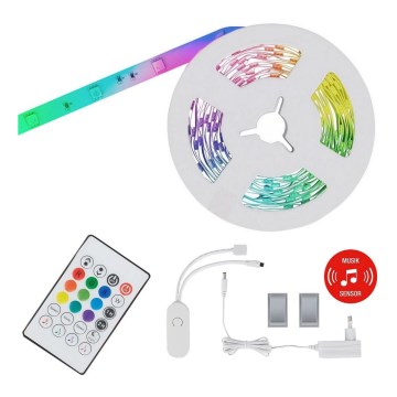 Brilo - Ρυθμιζόμενη λωρίδα LED RGBW MUSIC 4,65μ LED/12W/230V με τηλεχειριστήριο