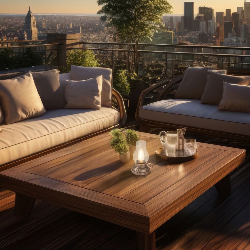 Brilo - LED Ρυθμιζόμενη εξωτερική επαναφορτιζόμενη επιτραπέζια λάμπα KANEA LED/1,5W/5V IP44 1200 mAh μπρονζέ