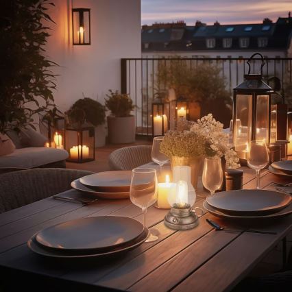 Brilo - LED Ρυθμιζόμενη εξωτερική επαναφορτιζόμενη επιτραπέζια λάμπα KANEA LED/1,5W/5V IP44 1200 mAh μπρονζέ