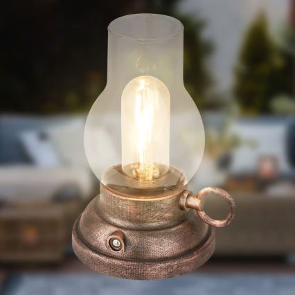 Brilo - LED Ρυθμιζόμενη εξωτερική επαναφορτιζόμενη επιτραπέζια λάμπα KANEA LED/1,5W/5V IP44 1200 mAh μπρονζέ