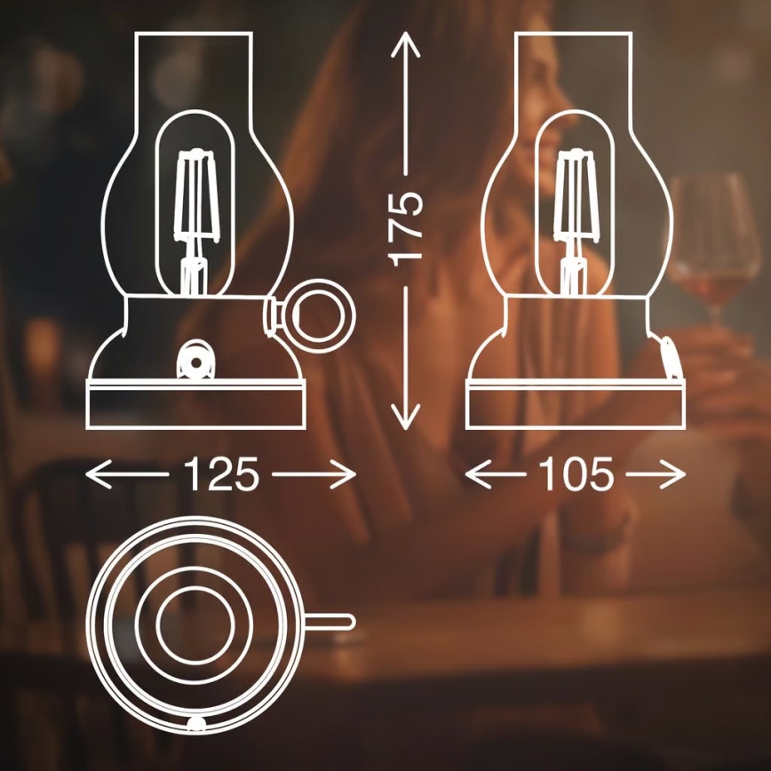 Brilo - LED Ρυθμιζόμενη εξωτερική επαναφορτιζόμενη επιτραπέζια λάμπα KANEA LED/1,5W/5V IP44 1200 mAh μπρονζέ