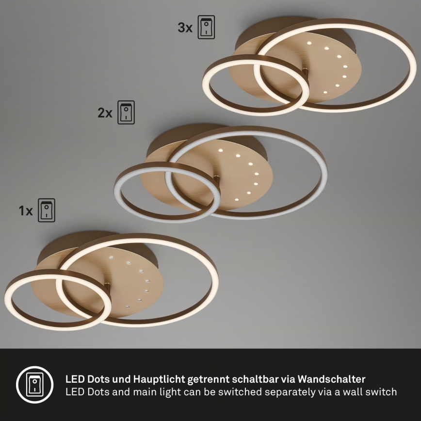 Brilo - Ρυθμιζόμενο LED φωτιστικό οροφής LED/26W/230V 3000K καφέ