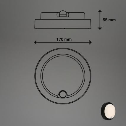 Brilo - Επαναφορτιζόμενο εξωτερικό επιτοίχιο φωτιστικό LED με αισθητήρα LED/4W/5V 4400 mAh IP44 μαύρο