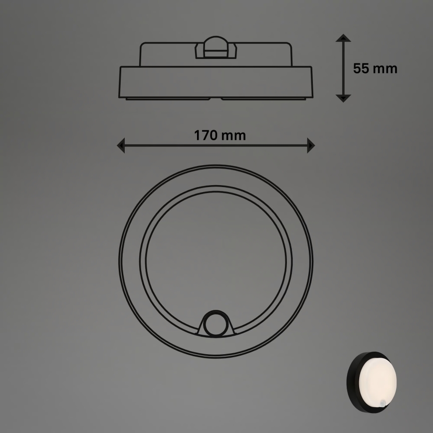 Brilo - Επαναφορτιζόμενο εξωτερικό επιτοίχιο φωτιστικό LED με αισθητήρα LED/4W/5V 4400 mAh IP44 μαύρο