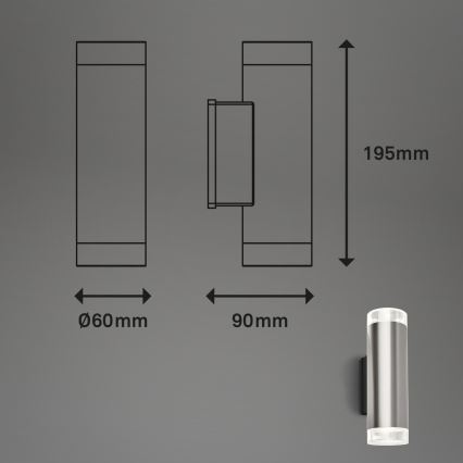 Brilo - Επιτοίχιο φωτιστικό εξωτερικού χώρου LED 2xGU10/4,7W/230V IP44 4000K ματ χρώμιο