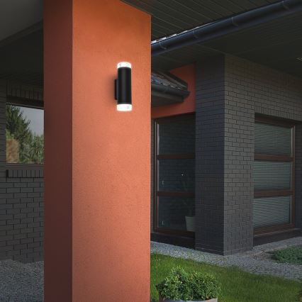 Brilo - Επιτοίχιο φωτιστικό εξωτερικού χώρου LED 2xGU10/4,7W/230V IP44 4000K μαύρο