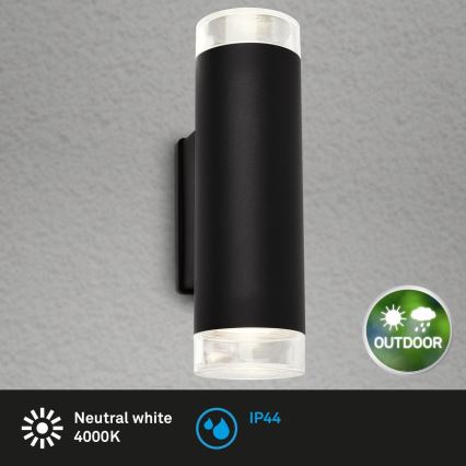 Brilo - Επιτοίχιο φωτιστικό εξωτερικού χώρου LED 2xGU10/4,7W/230V IP44 4000K μαύρο