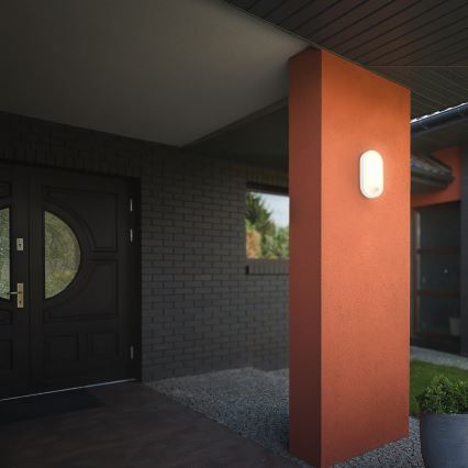 Brilo - Επιτοίχιο εξωτερικό φωτιστικό LED με αισθητήρα κίνησης και λυκόφωτος RUCH LED/12W/230V IP65 λευκό