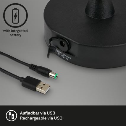 Brilo - Εξωτερικό επαναφορτιζόμενο LED φωτιστικό με ρύθμιση φωτεινότητας LED/3W/5V IP44 2000 mAh